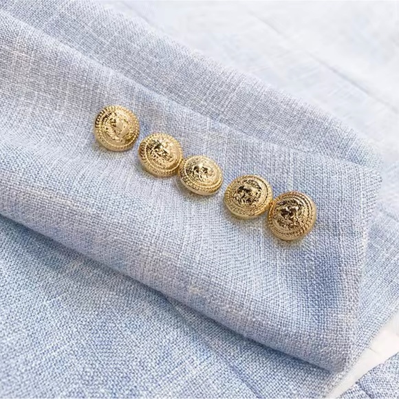 Women Button Blazer Casual Slim Double Breasted Straight - Picture 6 of 6